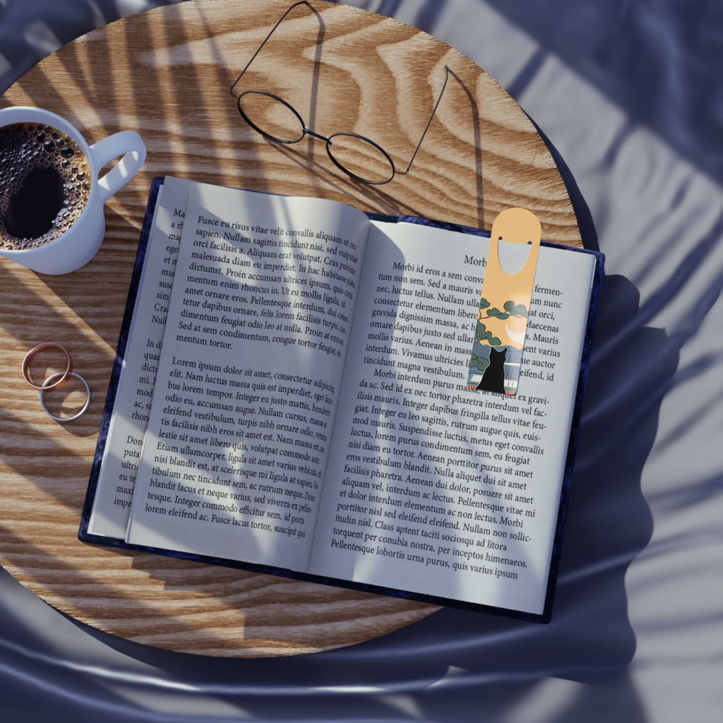 Cat and the Moon — Metal Bookmark