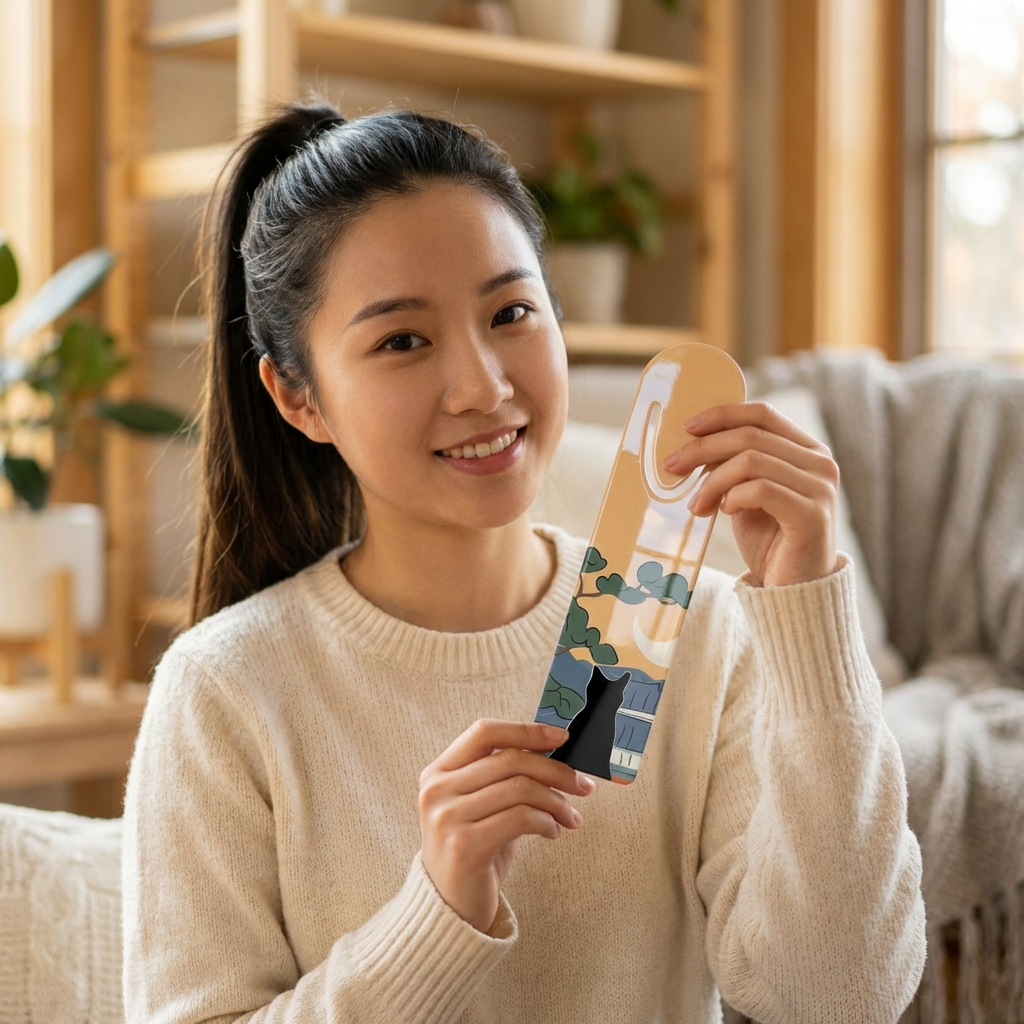 Cat and the Moon — Metal Bookmark